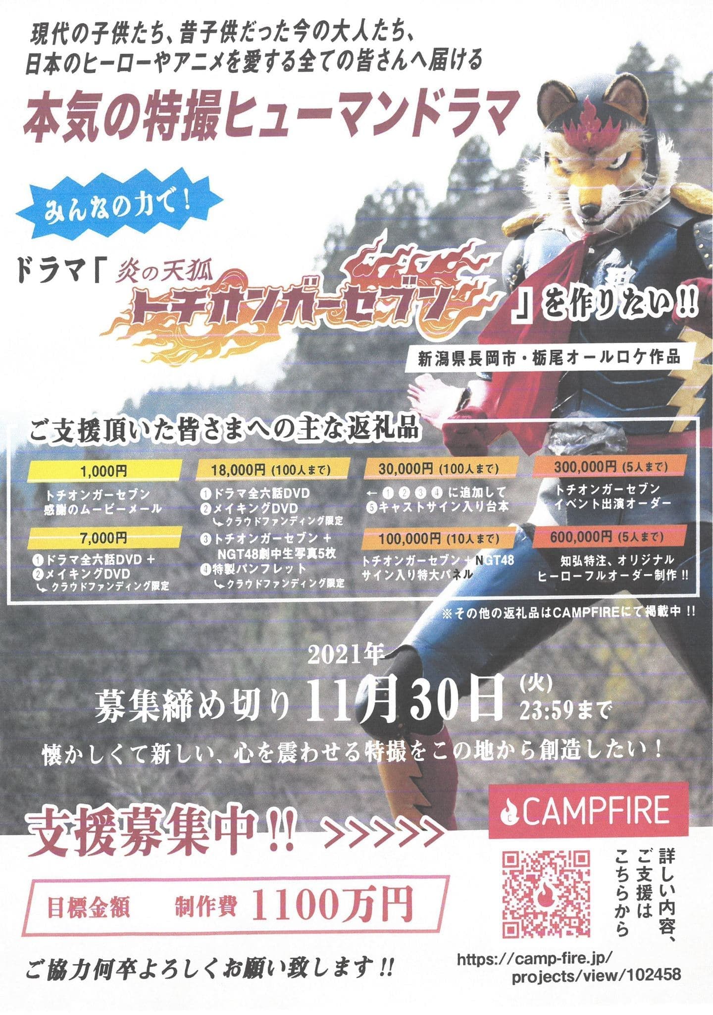 トチオンガーセブン応援クラウドファンディング